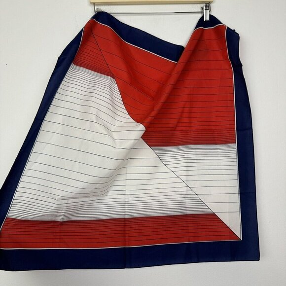Scarf Red White Blue Square Geometric 26.5”x 27” - Picture 1 of 2